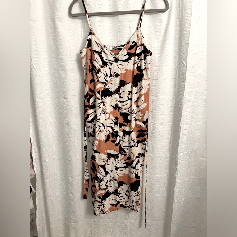Hawaiian Print Button down Midi Dress